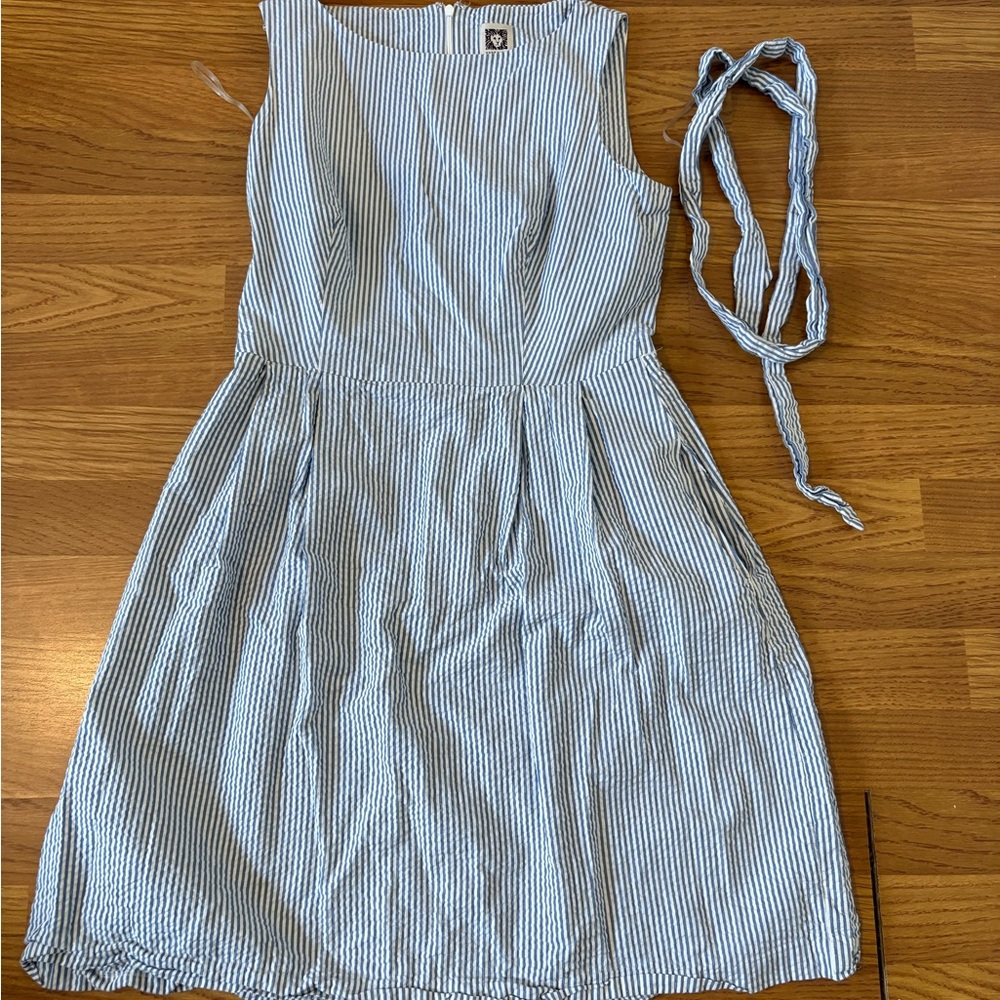 Anne Klein Blue and White Striped Dress